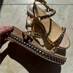 Christian Louboutin Tan Studded Sandals